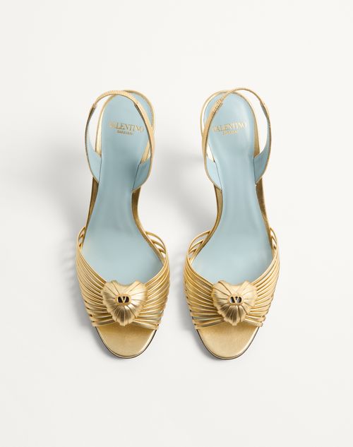Valentino Garavani - Coeur Royal Sandal In Laminated Nappa Leather 85mm - Antique Brass - Woman - Sandals